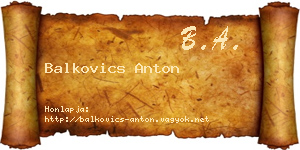 Balkovics Anton névjegykártya